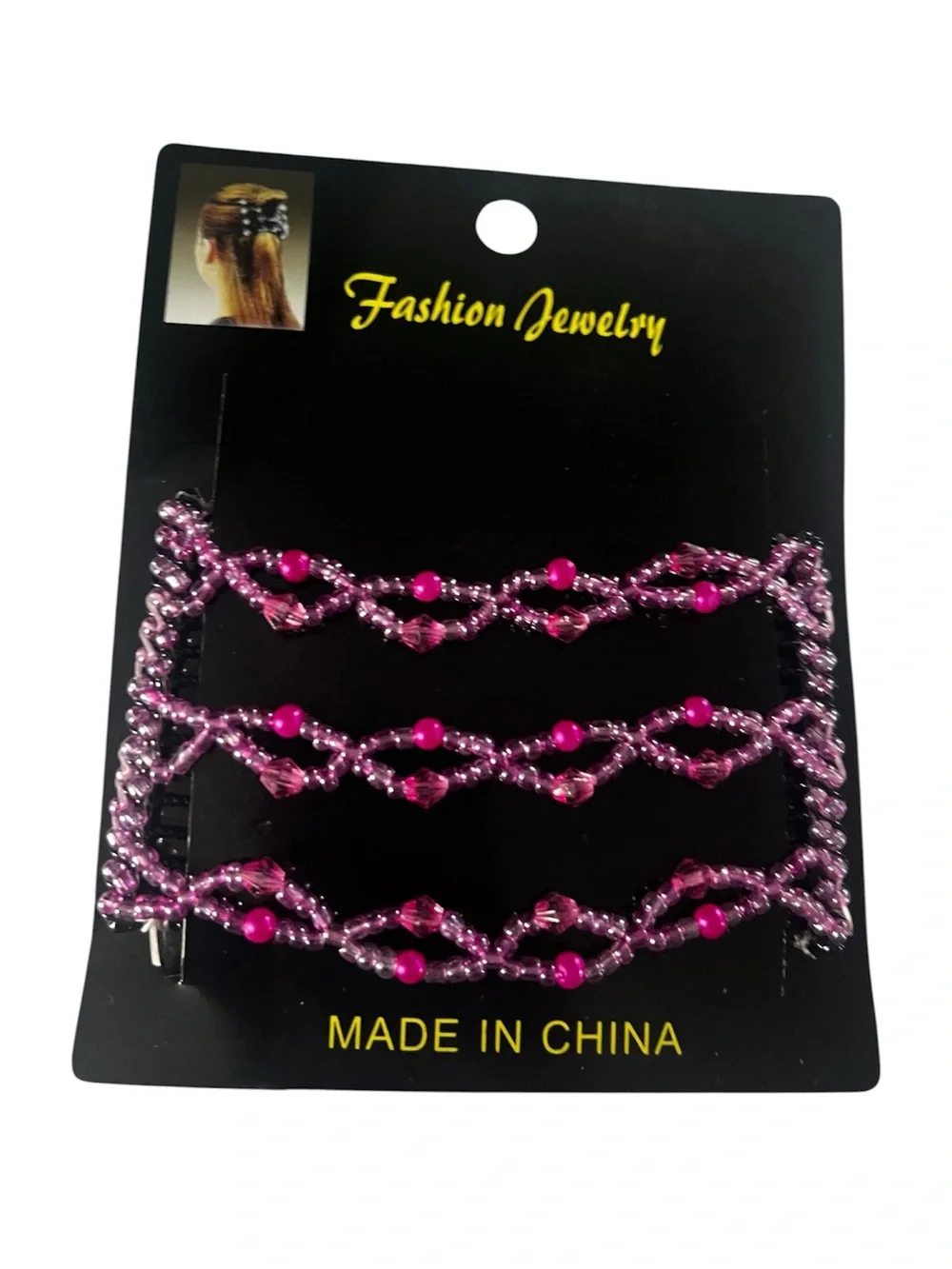 Y2k Pink Beaded Hair Chains Set - Triple Strand Fashion Jewelry
